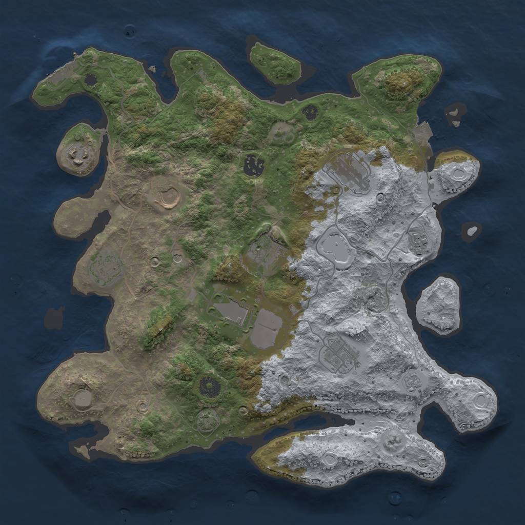 Rust Map: Procedural Map, Size: 3650, Seed: 44845508, 16 Monuments