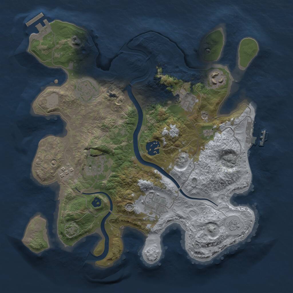Rust Map: Procedural Map, Size: 3000, Seed: 1835042, 13 Monuments