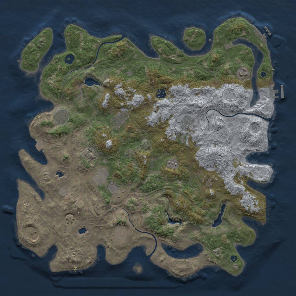 Rust Map: Procedural Map, Size: 4500, Seed: 196047120, 16 Monuments