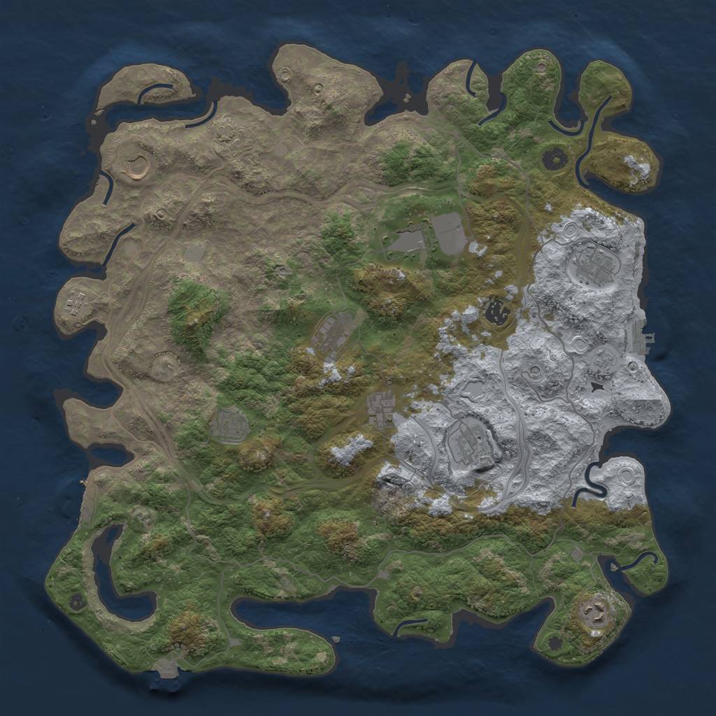 Rust Map: Procedural Map, Size: 4500, Seed: 4027, 18 Monuments