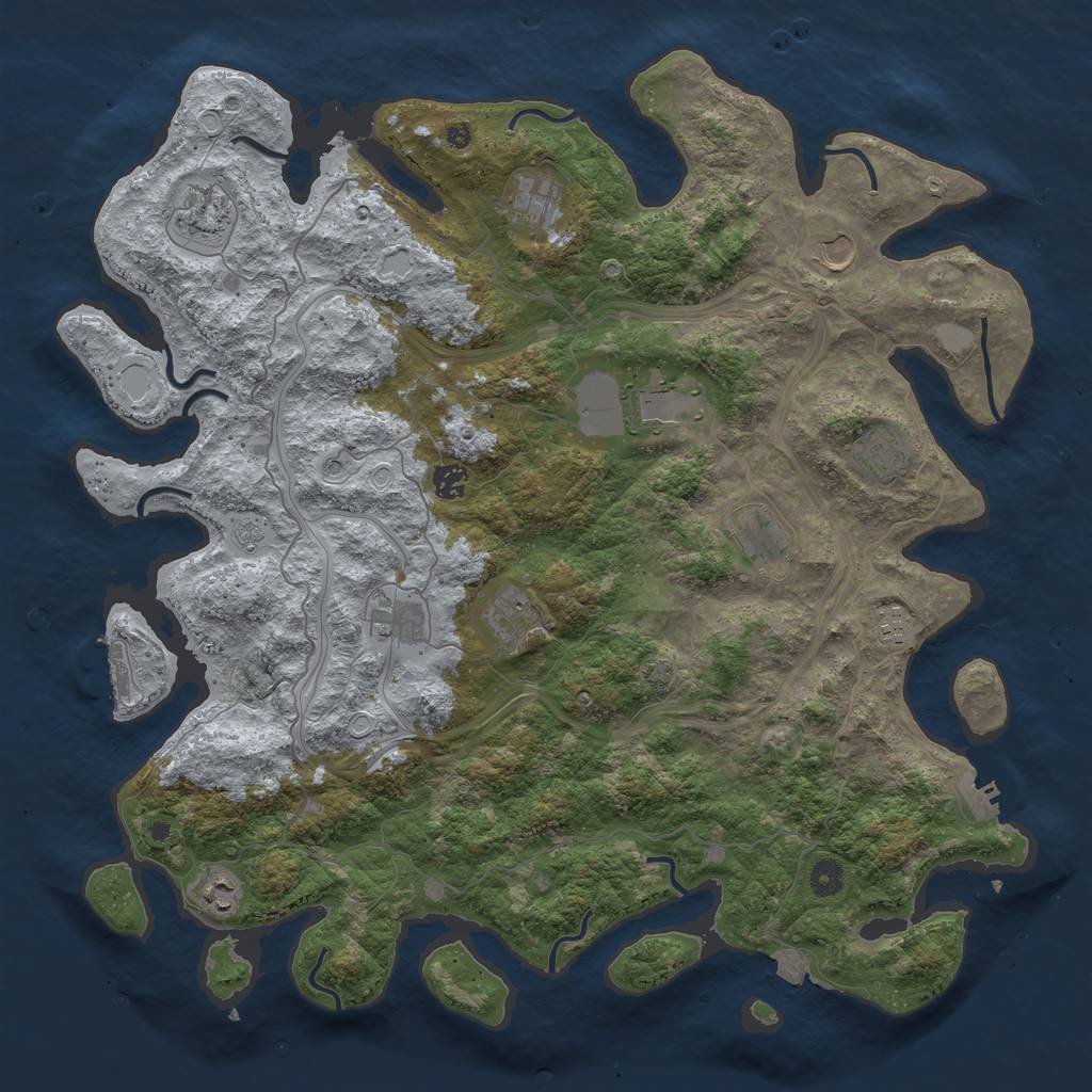 Rust Map: Procedural Map, Size: 4500, Seed: 235497894, 19 Monuments