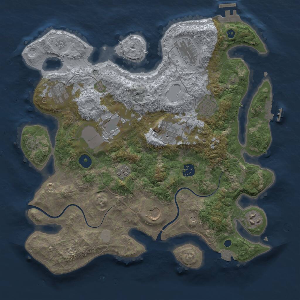 Rust Map: Procedural Map, Size: 3500, Seed: 2110964768, 15 Monuments