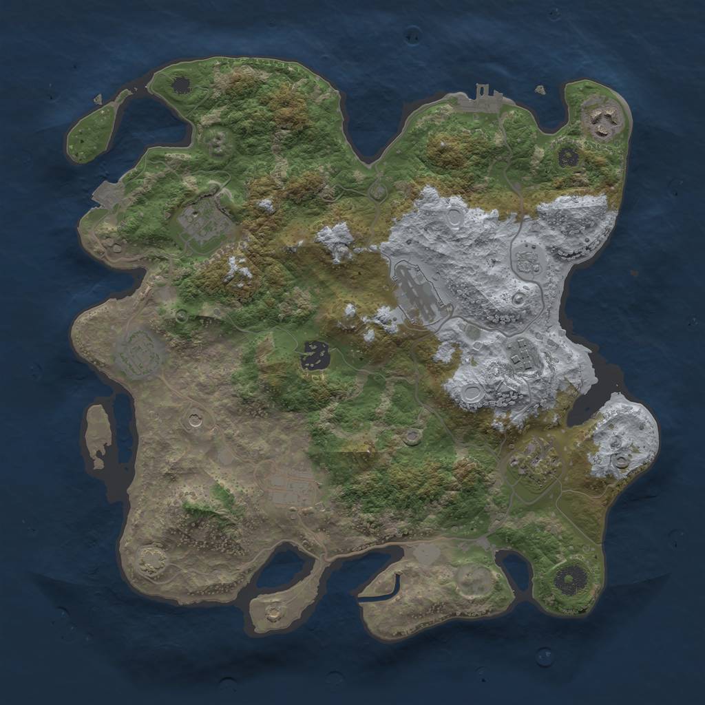 Rust Map: Procedural Map, Size: 3450, Seed: 29975485, 15 Monuments