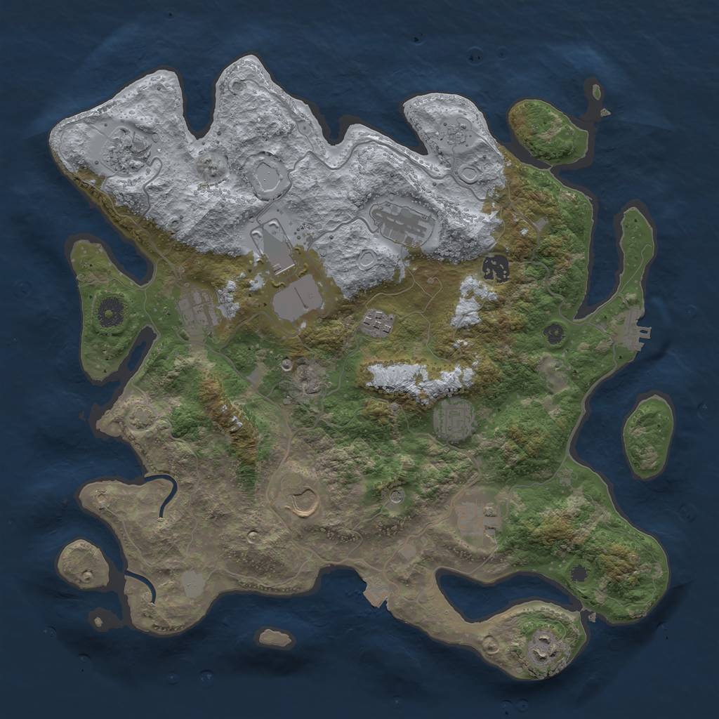 Rust Map: Procedural Map, Size: 3800, Seed: 14063884, 17 Monuments