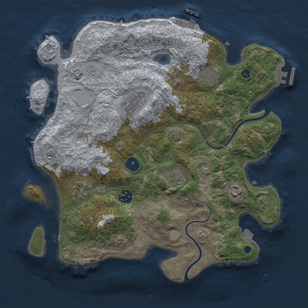 Rust Map: Procedural Map, Size: 3450, Seed: 46061090, 12 Monuments