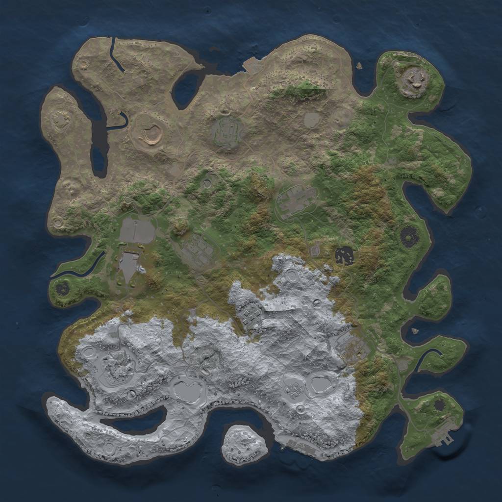 Rust Map: Procedural Map, Size: 3800, Seed: 52707804, 18 Monuments