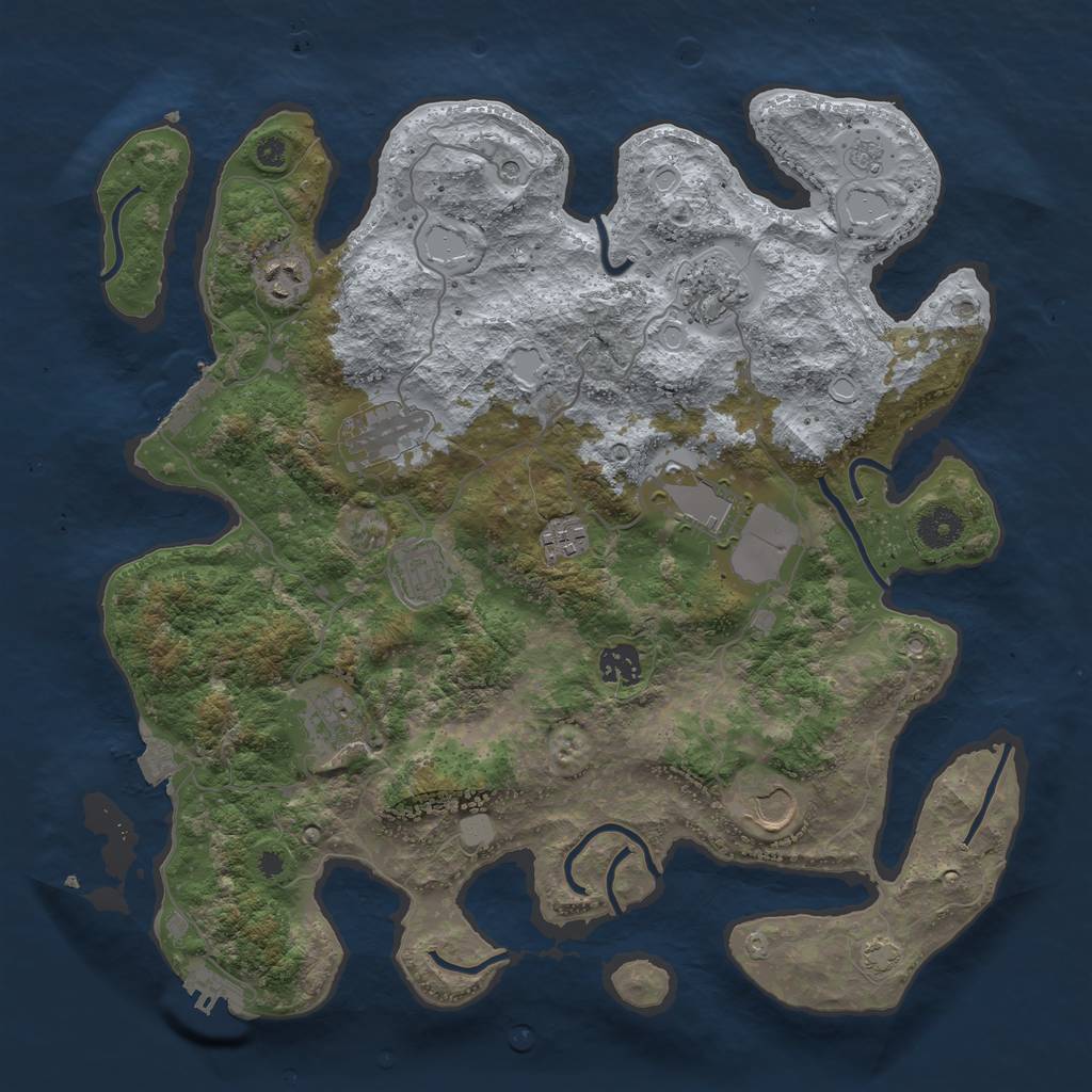 Rust Map: Procedural Map, Size: 3800, Seed: 51938622, 17 Monuments