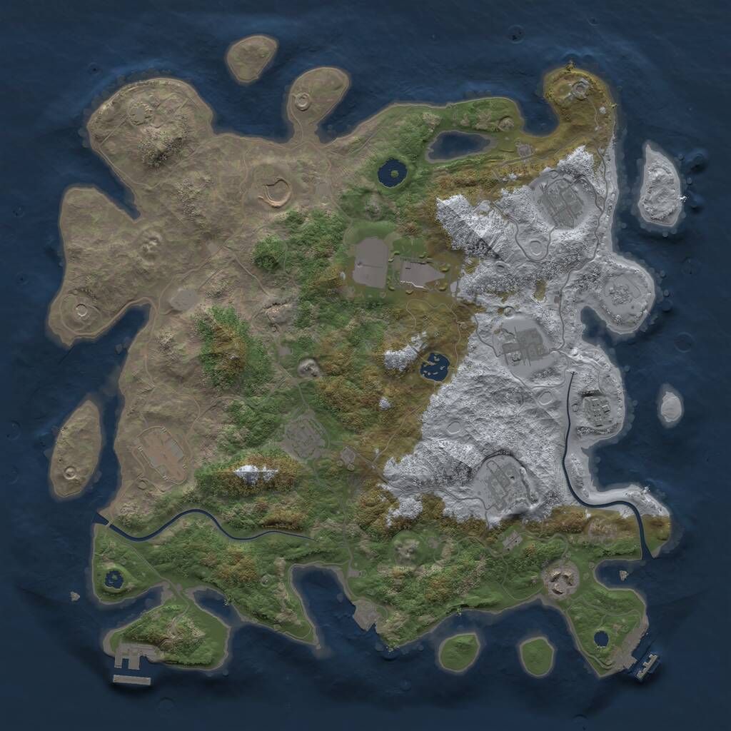 Rust Map: Procedural Map, Size: 3950, Seed: 22868217, 16 Monuments