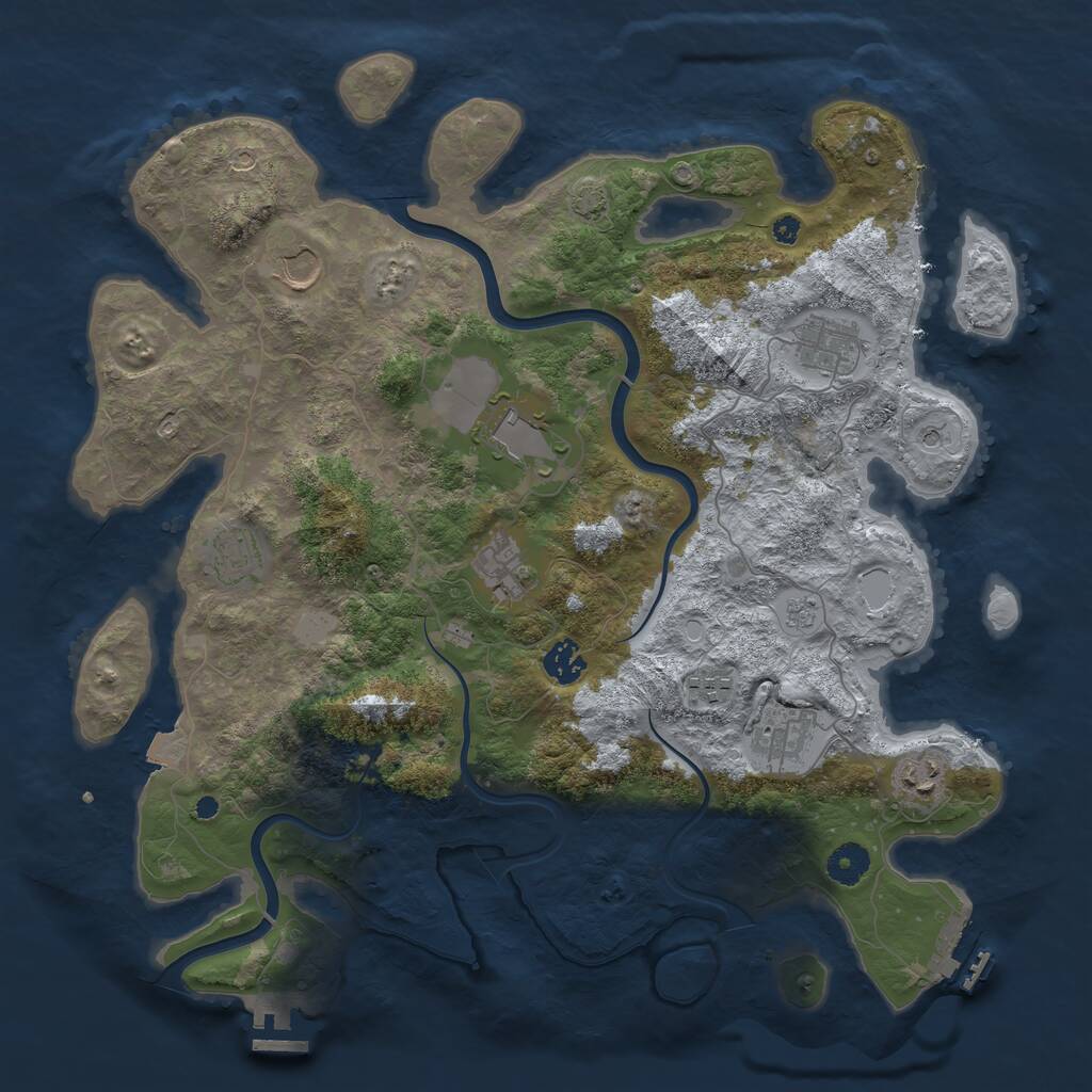 Rust Map: Procedural Map, Size: 3950, Seed: 22868217, 15 Monuments