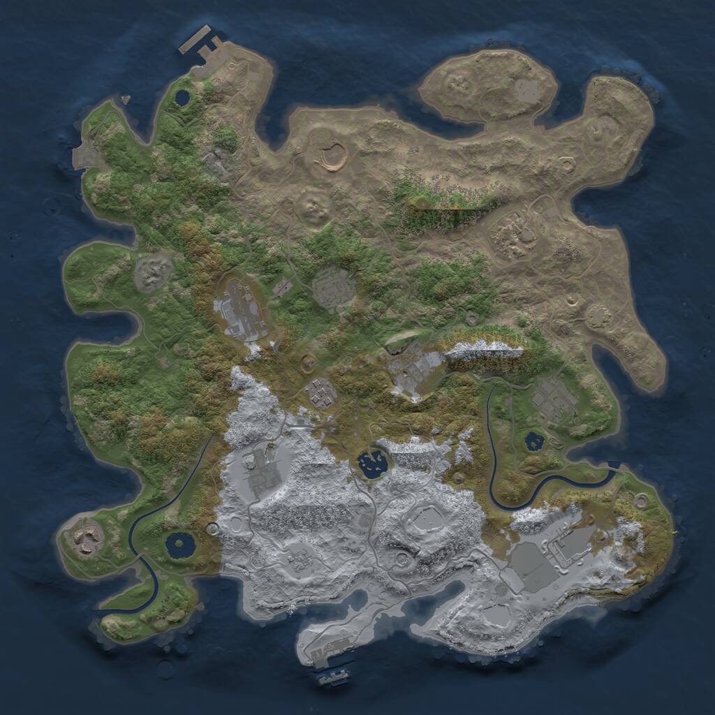 Rust Map: Procedural Map, Size: 3800, Seed: 95885698, 17 Monuments