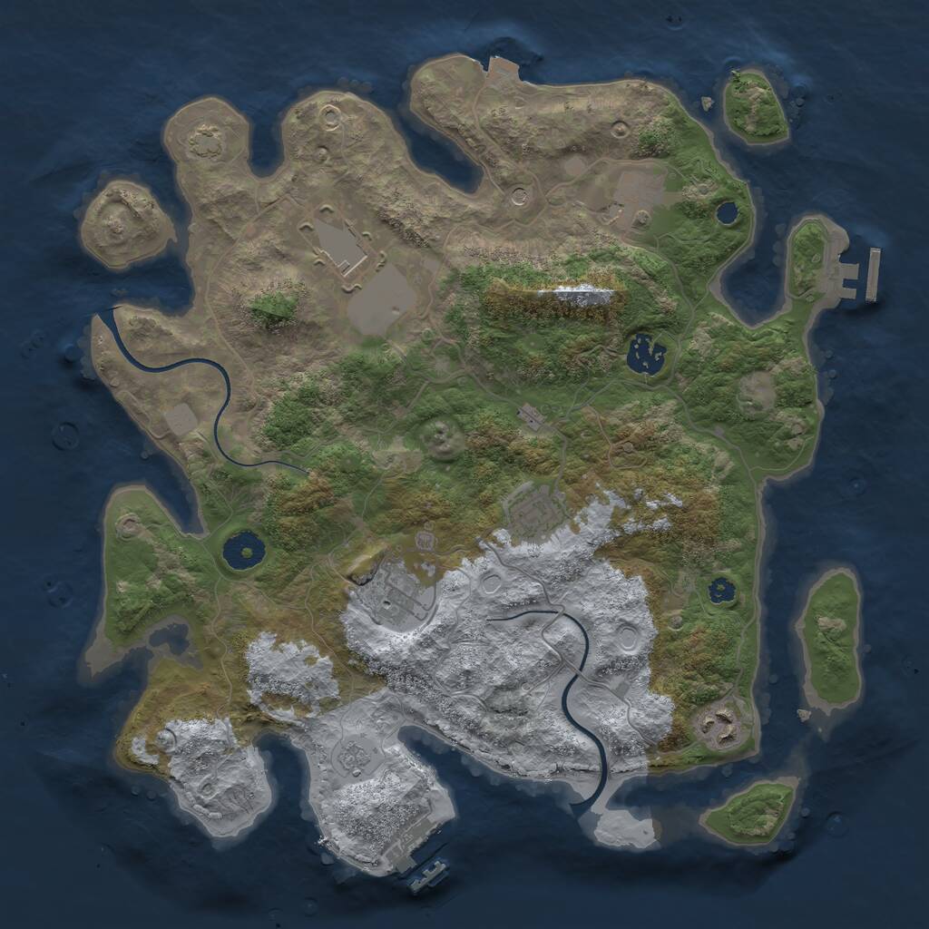 Rust Map: Procedural Map, Size: 3550, Seed: 41187149, 12 Monuments