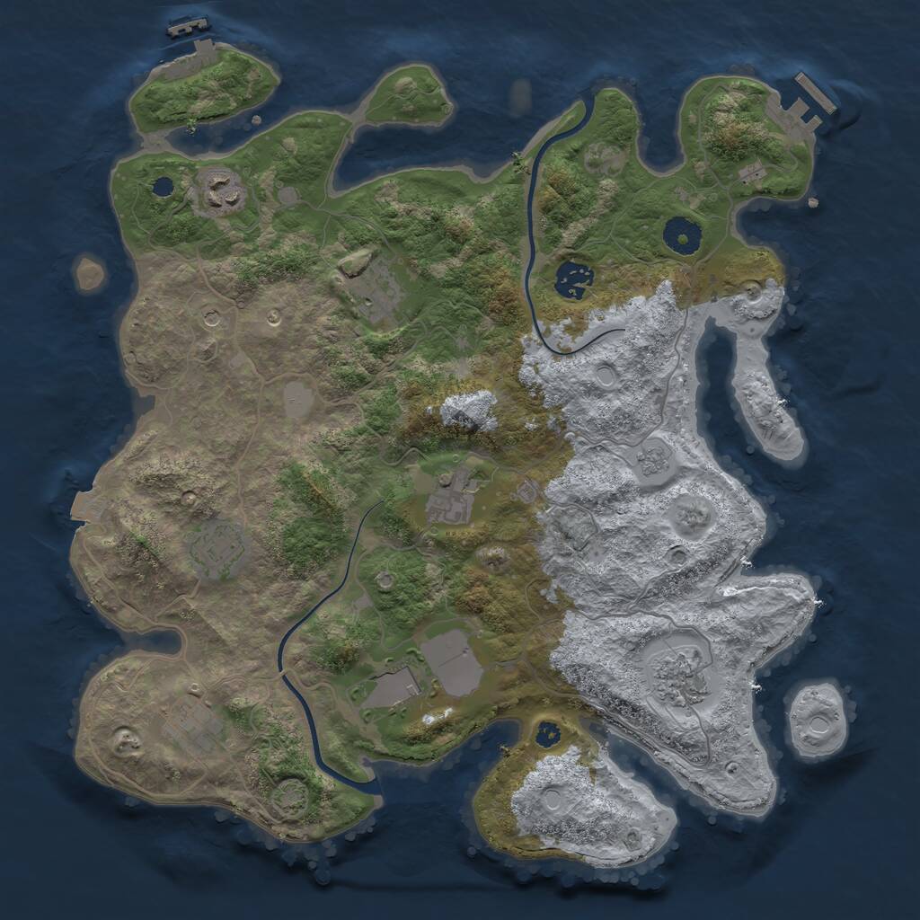 Rust Map: Procedural Map, Size: 3650, Seed: 73329007, 14 Monuments