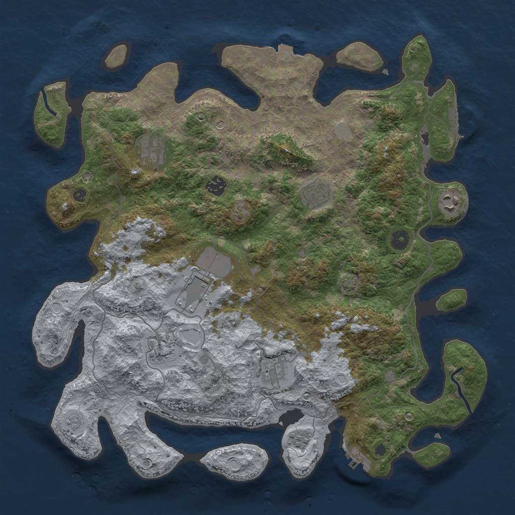 Rust Map: Procedural Map, Size: 4000, Seed: 54945288, 16 Monuments