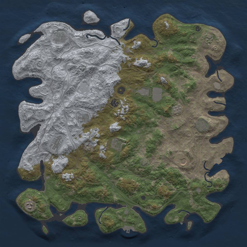 Rust Map: Procedural Map, Size: 4730, Seed: 42000000, 18 Monuments