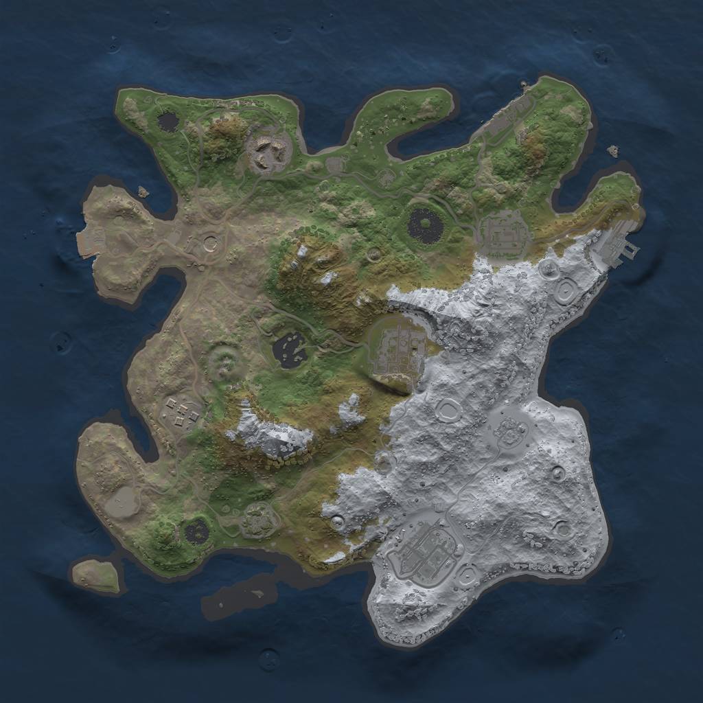 Rust Map: Procedural Map, Size: 3000, Seed: 1116276051, 14 Monuments