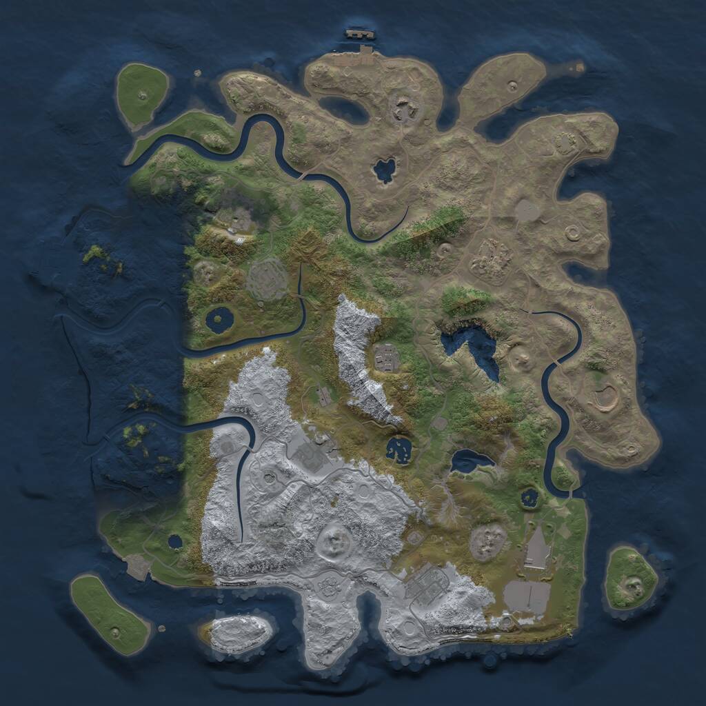 Rust Map: Procedural Map, Size: 4000, Seed: 33850823, 16 Monuments