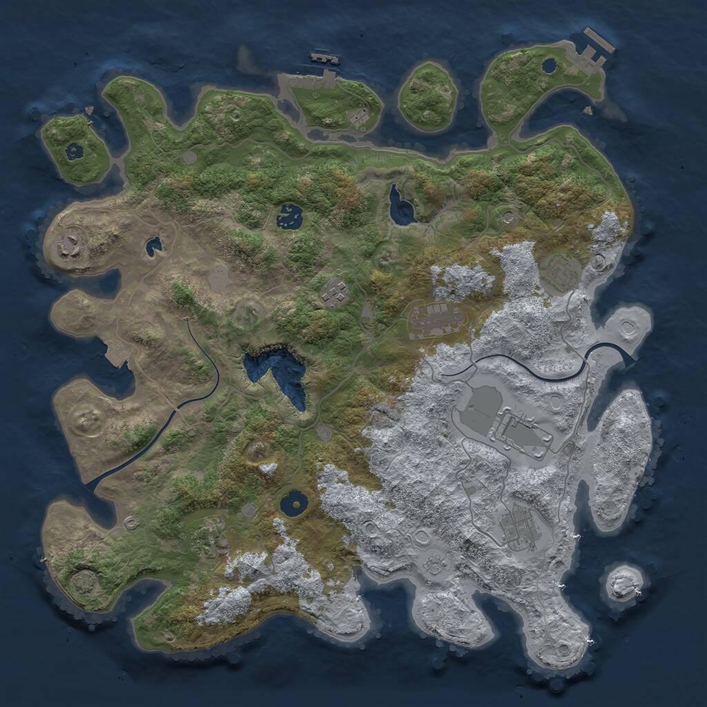 Rust Map: Procedural Map, Size: 4000, Seed: 853300718, 14 Monuments