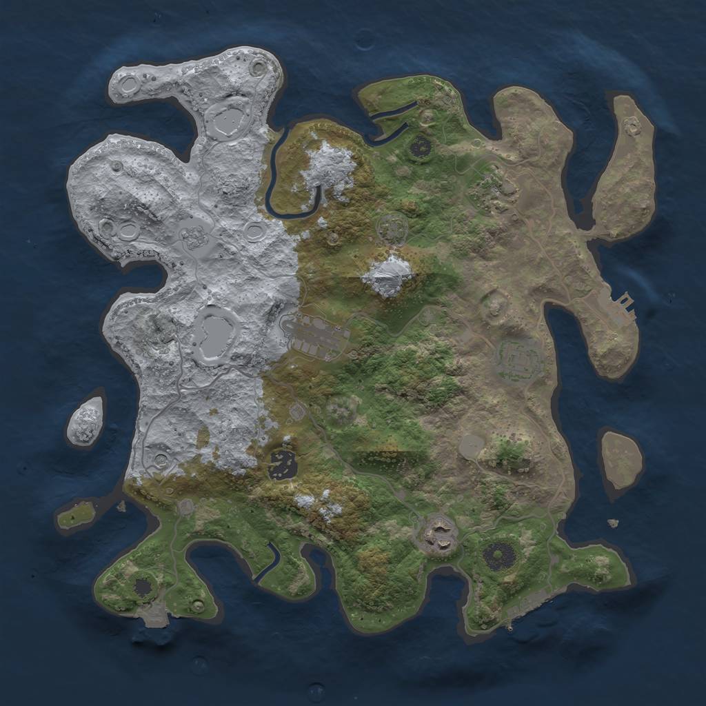 Rust Map: Procedural Map, Size: 3450, Seed: 58666319, 13 Monuments