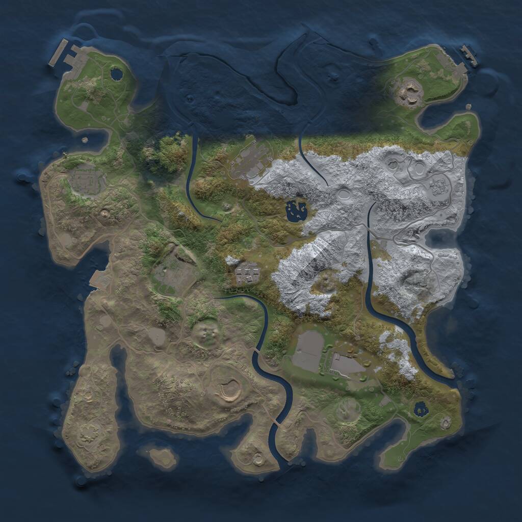 Rust Map: Procedural Map, Size: 3500, Seed: 1500263411, 14 Monuments