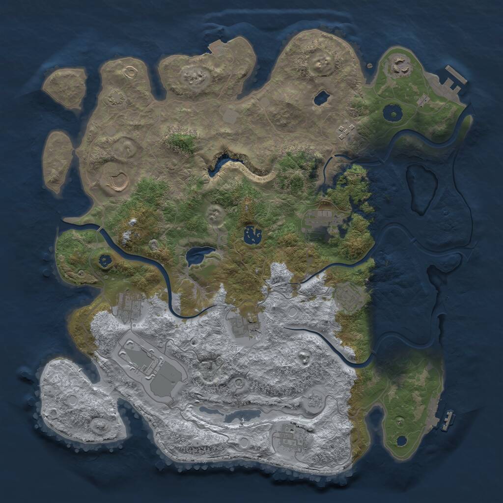 Rust Map: Procedural Map, Size: 4000, Seed: 123123558, 16 Monuments