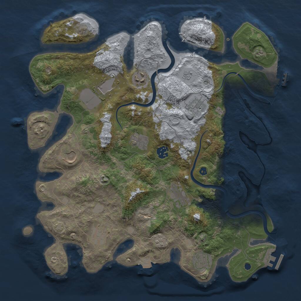 Rust Map: Procedural Map, Size: 3750, Seed: 700492547, 16 Monuments