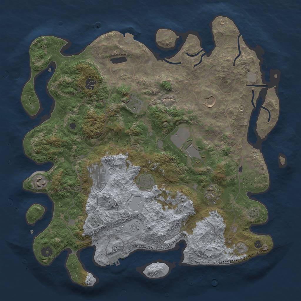 Rust Map: Procedural Map, Size: 4050, Seed: 1642912030, 16 Monuments