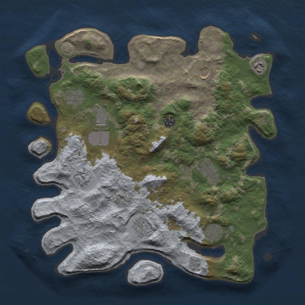Rust Map: Barren, Size: 3800, Seed: 50526414, 14 Monuments