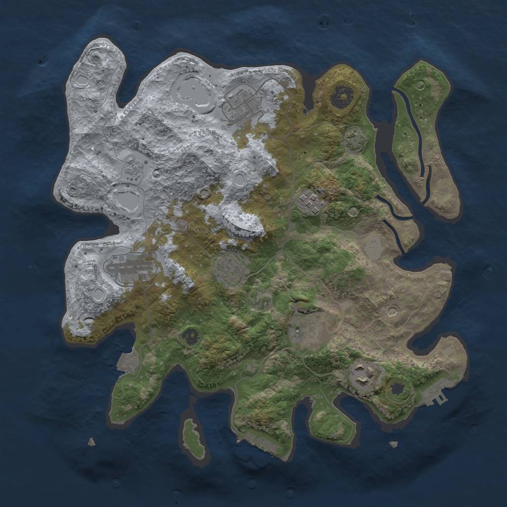 Rust Map: Procedural Map, Size: 3250, Seed: 575585547, 14 Monuments