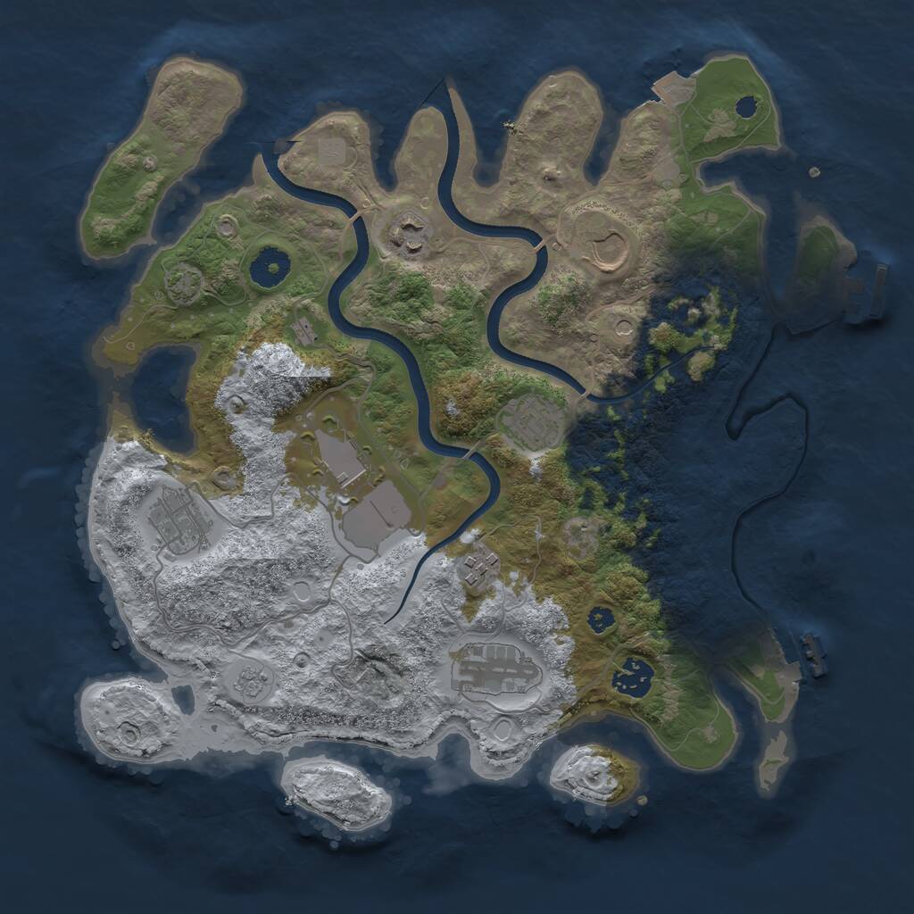 Rust Map: Procedural Map, Size: 3500, Seed: 140845249, 14 Monuments