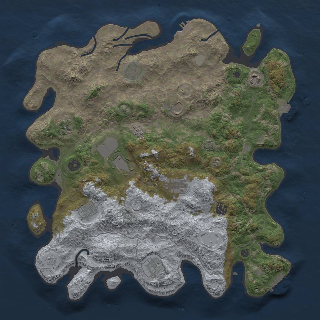 Rust Map: Procedural Map, Size: 4000, Seed: 1694660588, 18 Monuments