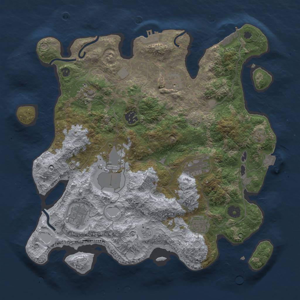 Rust Map: Procedural Map, Size: 3500, Seed: 1150459807, 15 Monuments