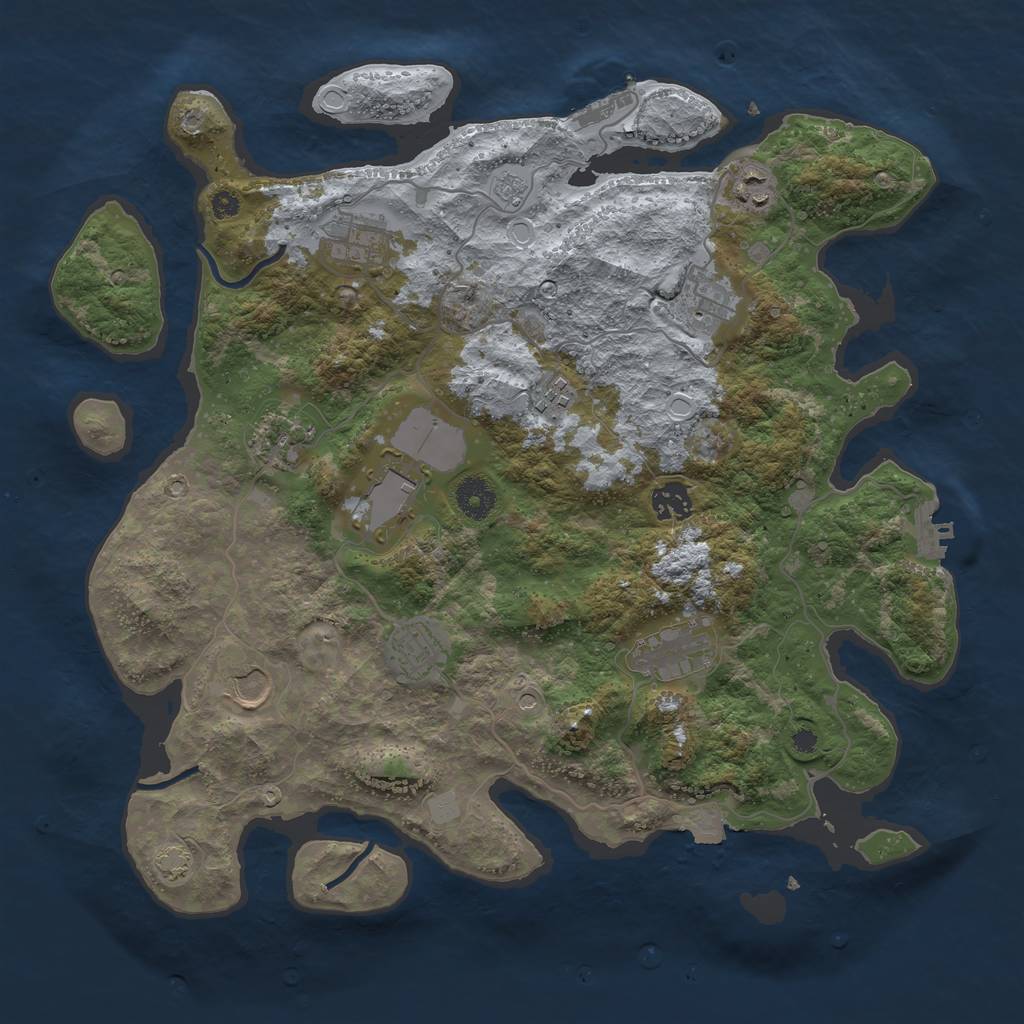 Rust Map: Procedural Map, Size: 3800, Seed: 26343021, 18 Monuments