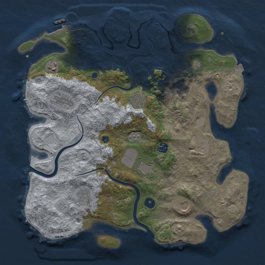 Rust Map: Procedural Map, Size: 3750, Seed: 31062606, 16 Monuments