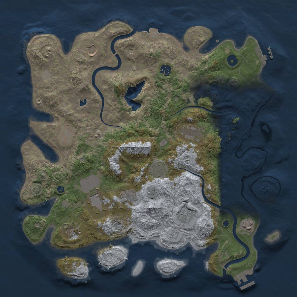 Rust Map: Procedural Map, Size: 4000, Seed: 55279370, 17 Monuments