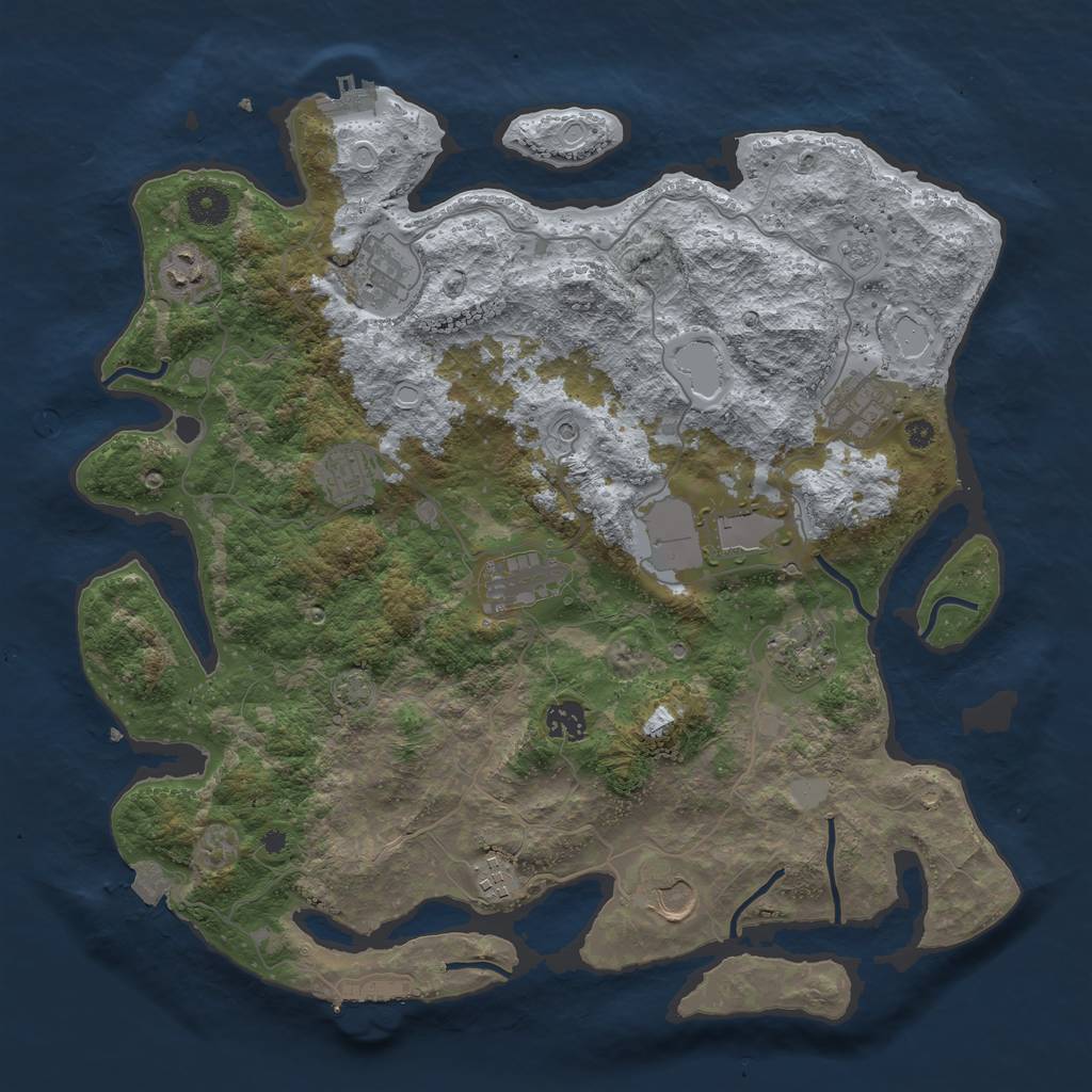 Rust Map: Procedural Map, Size: 3950, Seed: 19166373, 18 Monuments