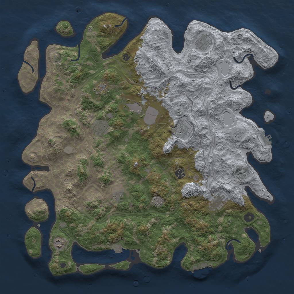 Rust Map: Procedural Map, Size: 4400, Seed: 69427905, 18 Monuments