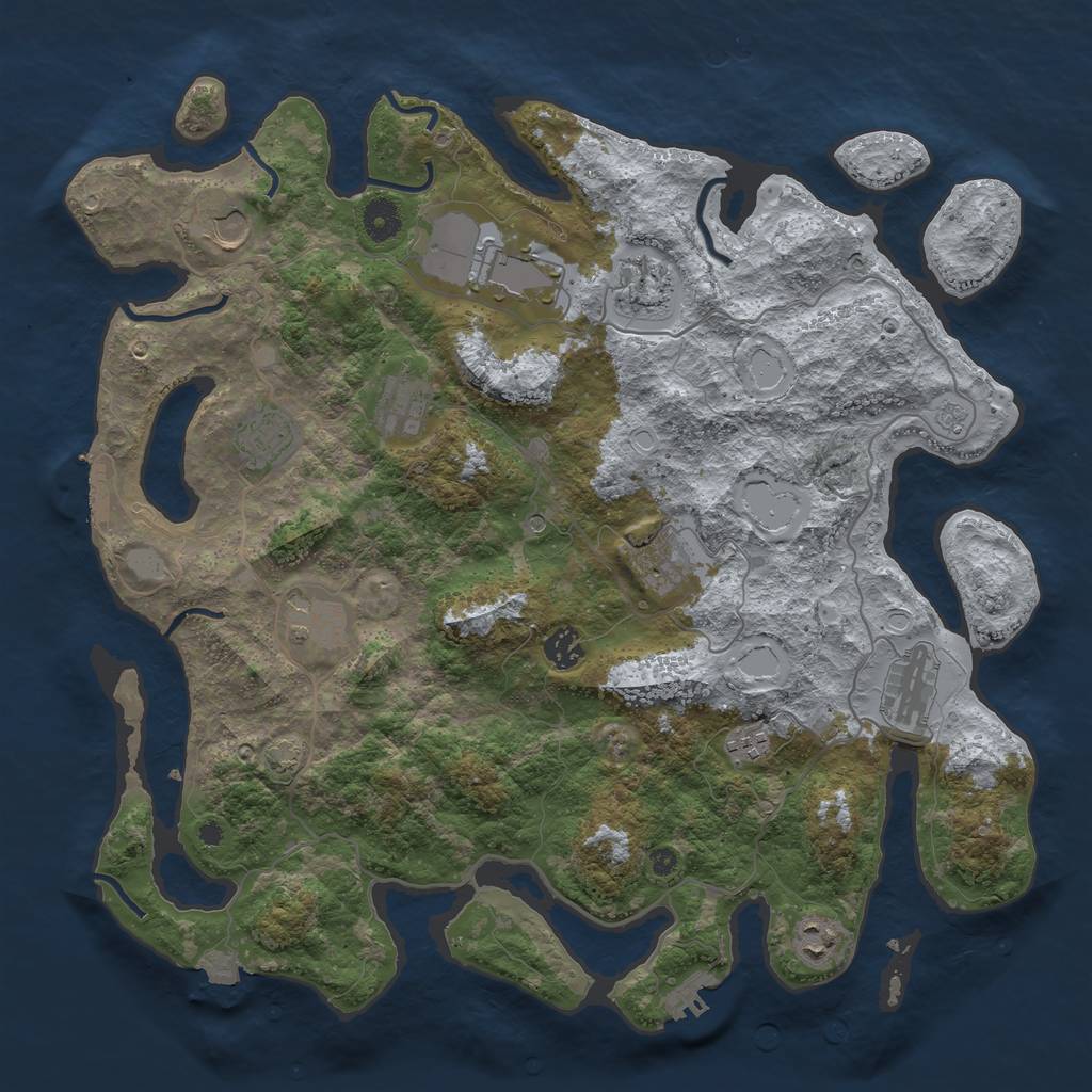 Rust Map: Procedural Map, Size: 4100, Seed: 74949940, 19 Monuments