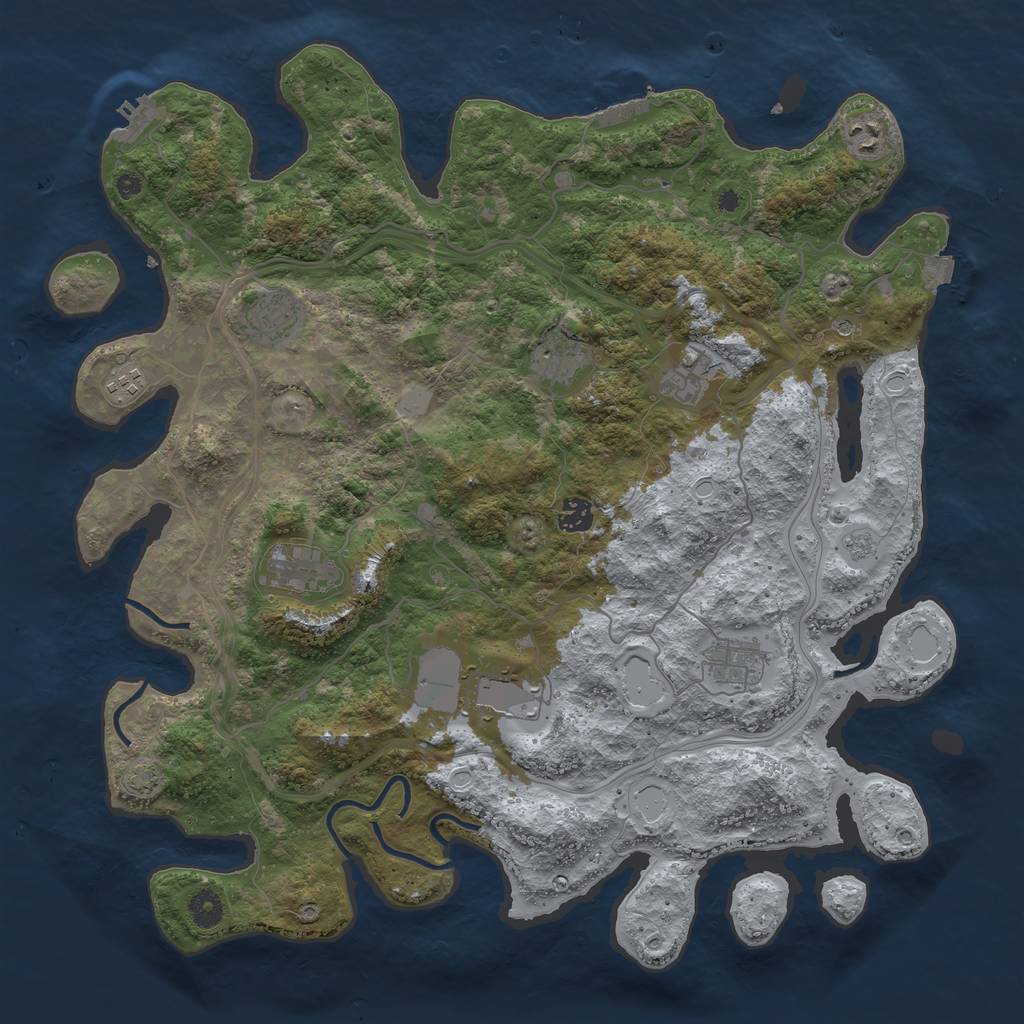 Rust Map: Procedural Map, Size: 4250, Seed: 73801067, 17 Monuments