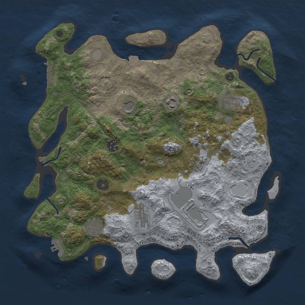 Rust Map: Procedural Map, Size: 3750, Seed: 1427632646, 16 Monuments