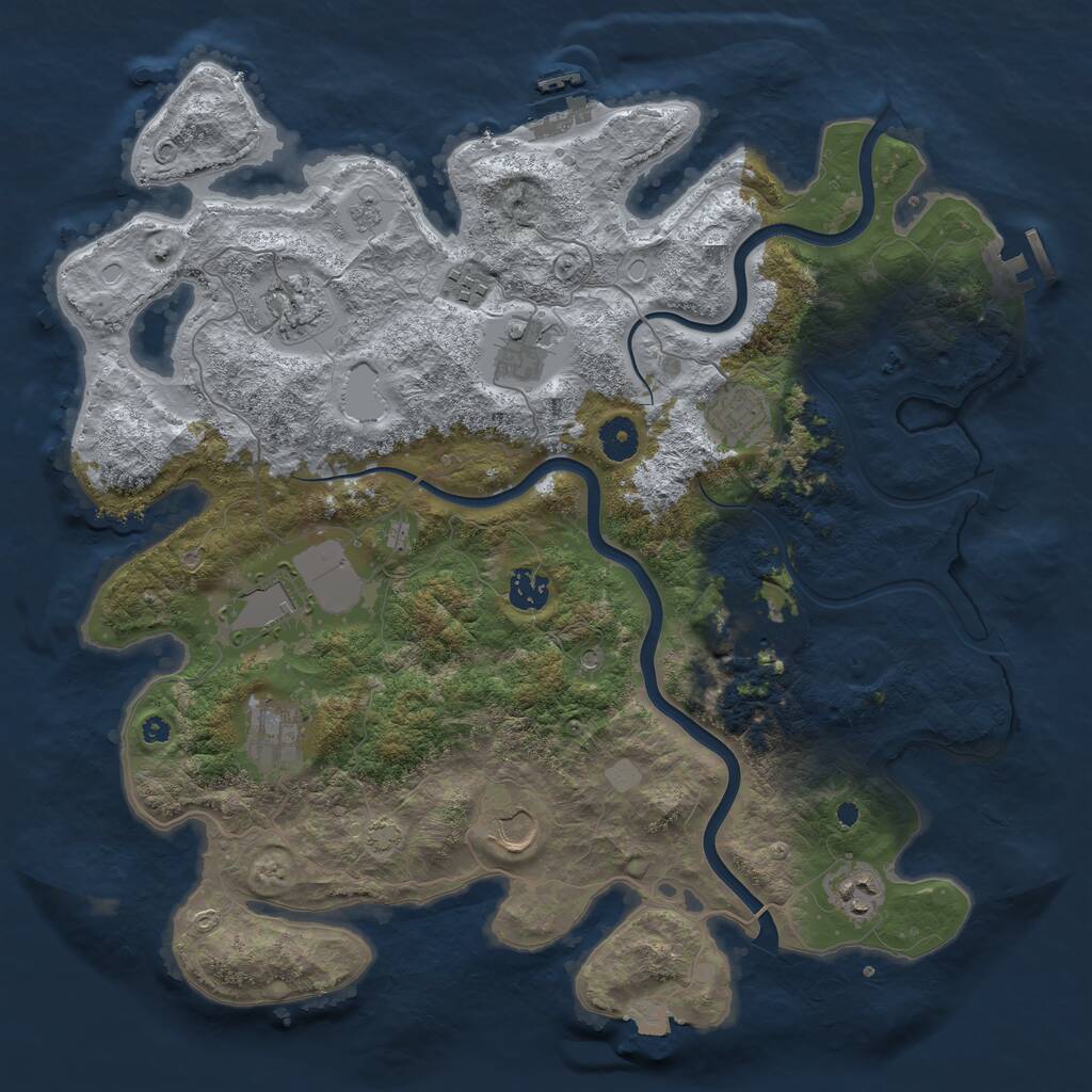 Rust Map: Procedural Map, Size: 3950, Seed: 19525059, 16 Monuments