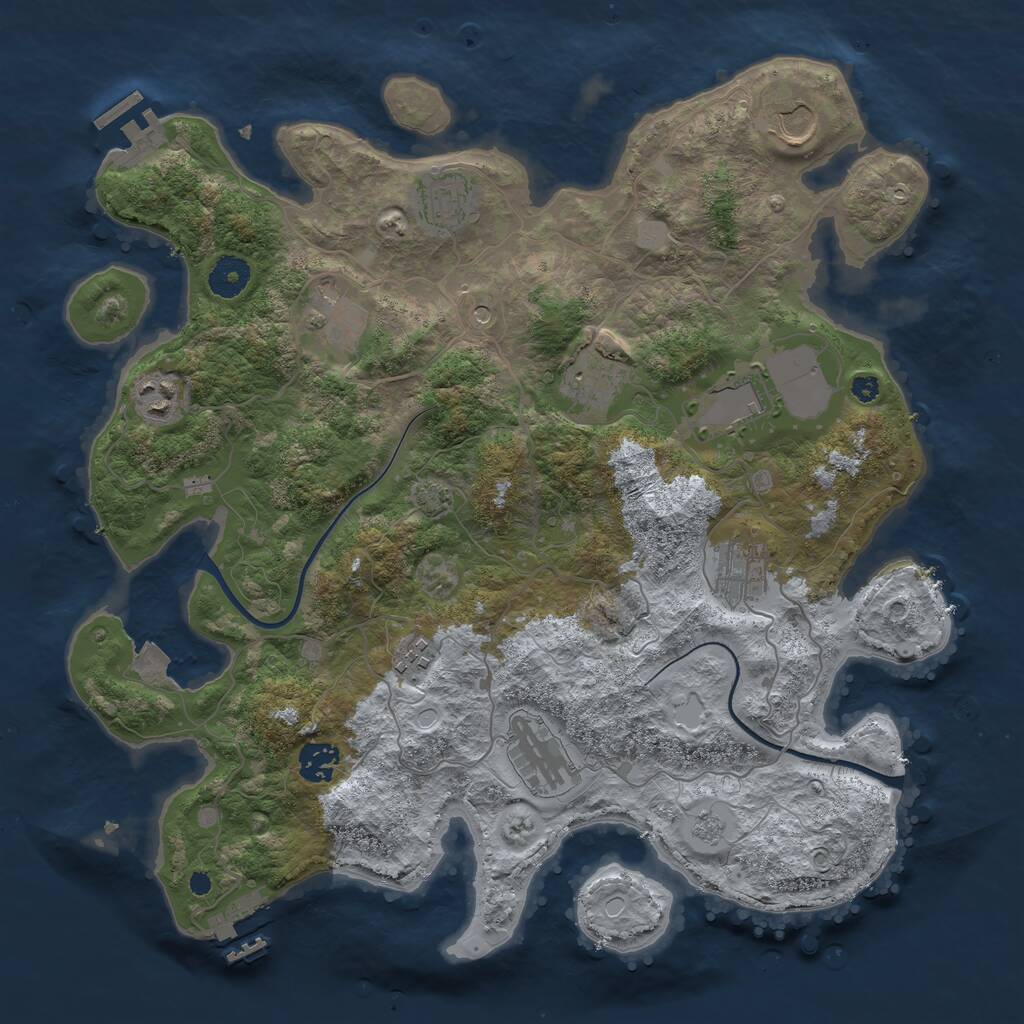 Rust Map: Procedural Map, Size: 3750, Seed: 19990789, 16 Monuments