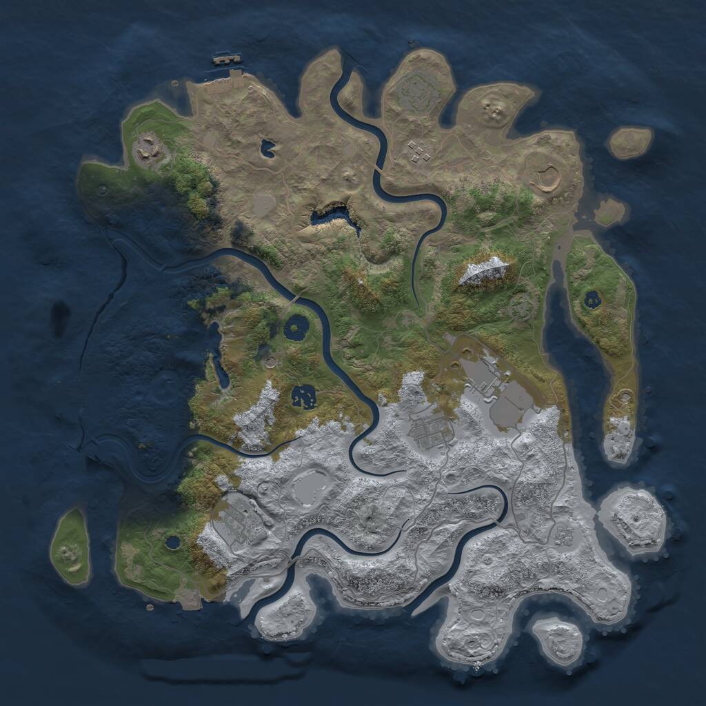 Rust Map: Procedural Map, Size: 4100, Seed: 9608793, 14 Monuments