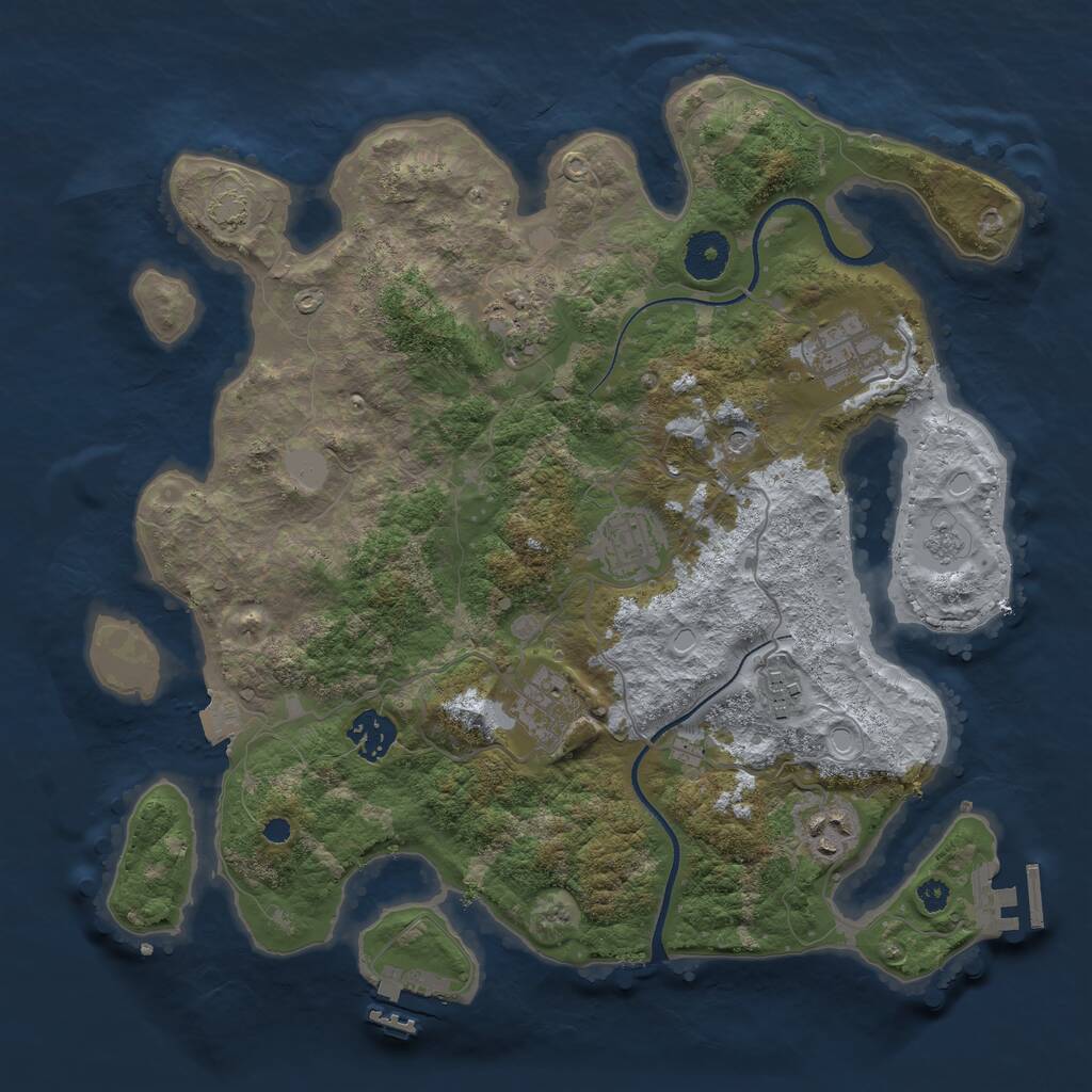 Rust Map: Procedural Map, Size: 3450, Seed: 82953207, 13 Monuments