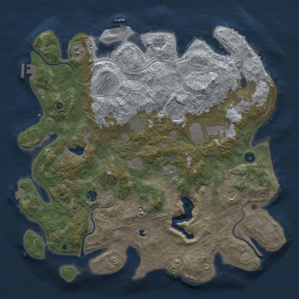 Rust Map: Procedural Map, Size: 4400, Seed: 50985857, 16 Monuments