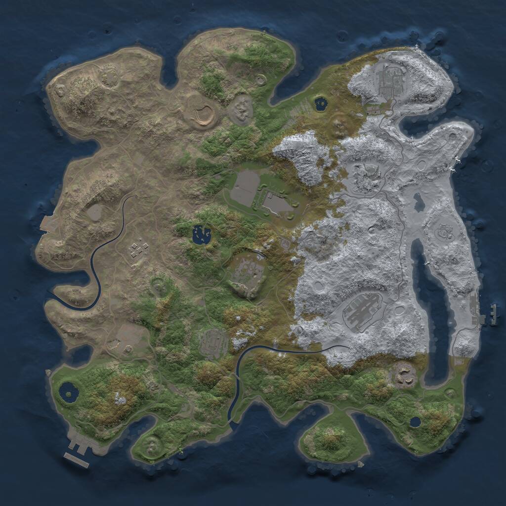 Rust Map: Procedural Map, Size: 3850, Seed: 50706378, 16 Monuments
