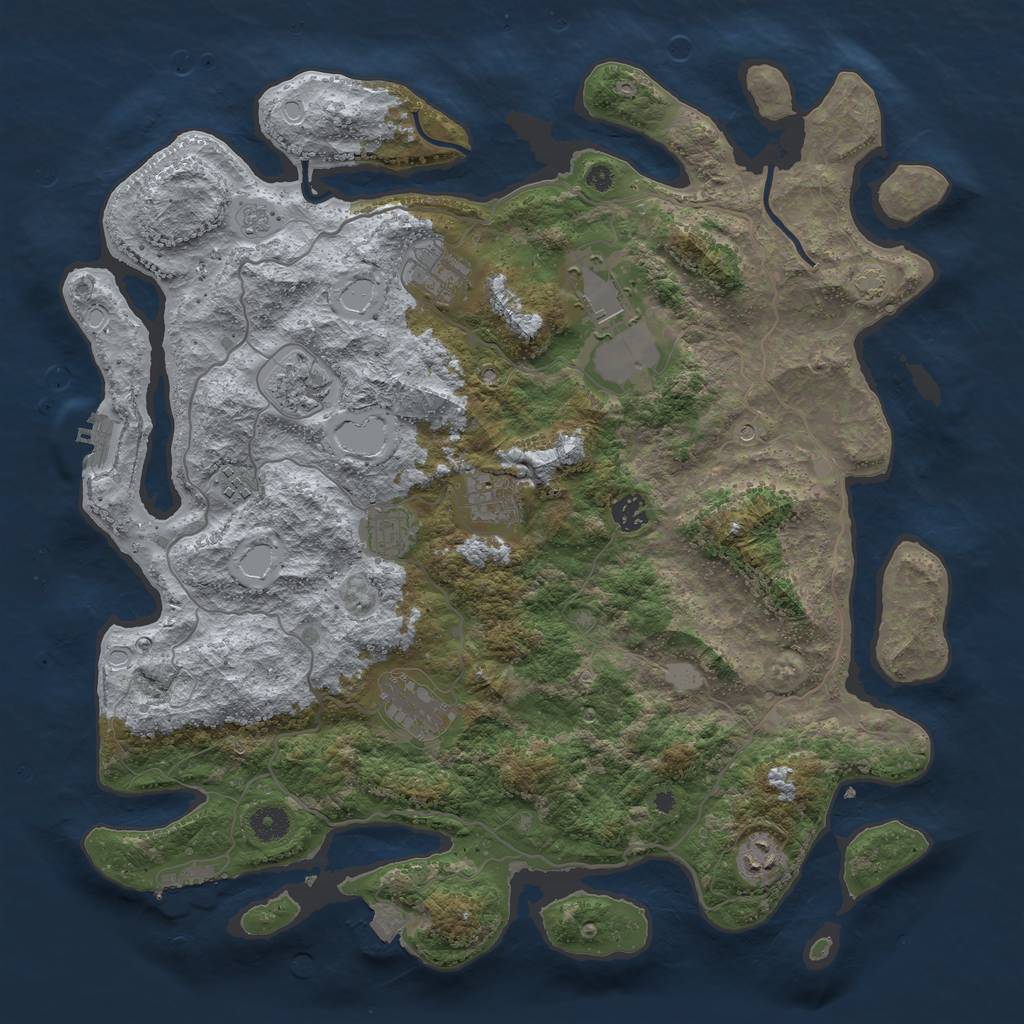 Rust Map: Procedural Map, Size: 4200, Seed: 886189799, 17 Monuments