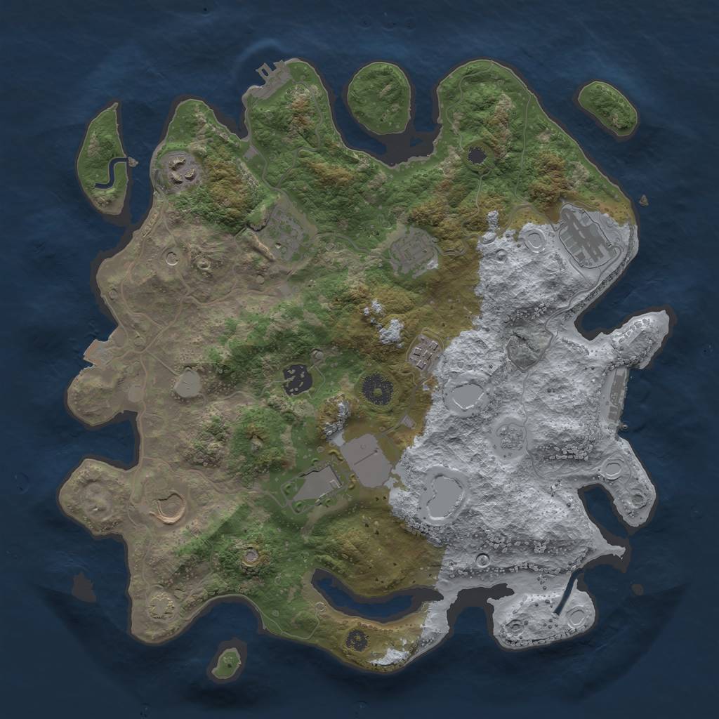 Rust Map: Procedural Map, Size: 3500, Seed: 56582288, 16 Monuments