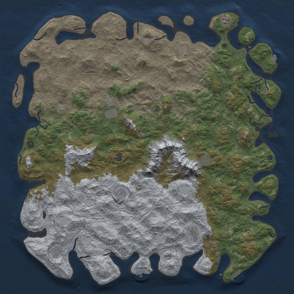 Rust Map: Procedural Map, Size: 6000, Seed: 117887918, 19 Monuments