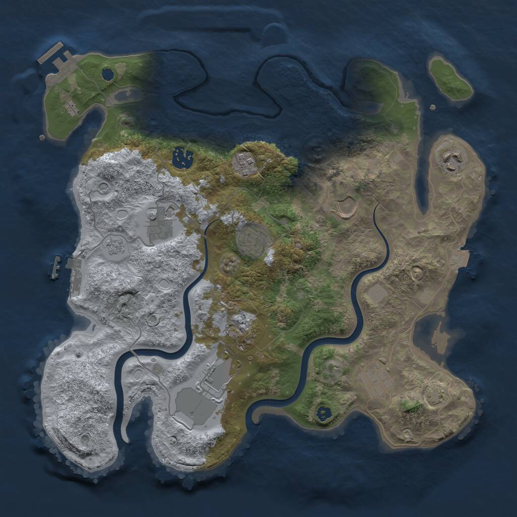 Rust Map: Procedural Map, Size: 3500, Seed: 1001424791, 15 Monuments