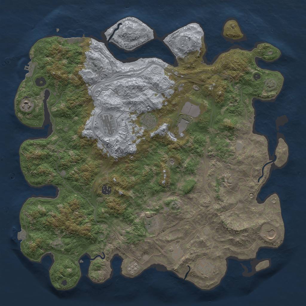 Rust Map: Procedural Map, Size: 4500, Seed: 2034656305, 19 Monuments